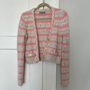 J.Crew Pink and Cream Striped Cardigan